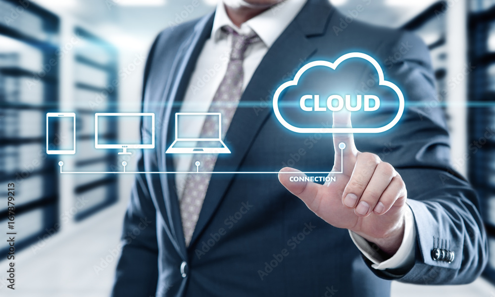 Poster cloud computing technology internet storage network concept