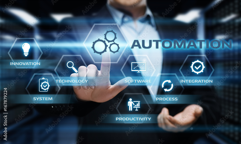 Poster automation software technology process system business concept