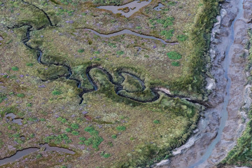 Vue aérienne de la rivière de Sarzeau près de Le Tour-du-Parc dans le Morbihan en France