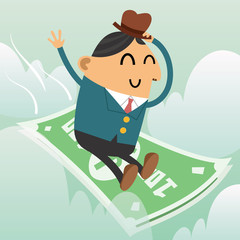 businessman riding money