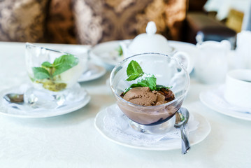 ice cream with syrup