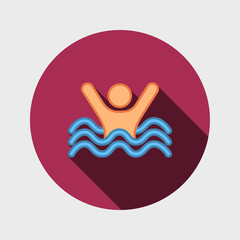 Swimming sign. Sea wave