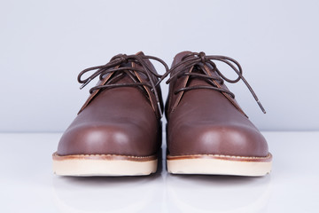 Brown leather men's shoes