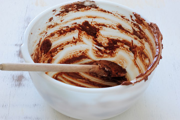 empty bowl with chocolate leftovers