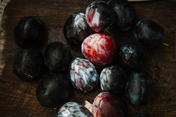 Plums on the table