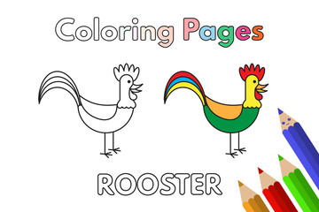 Cartoon Rooster Coloring Book