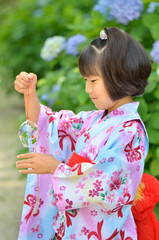浴衣の女の子（紫陽花）