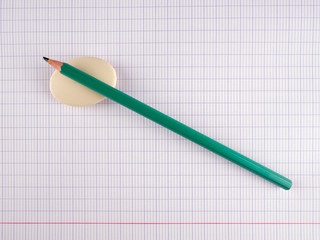 Paper pencil and eraser