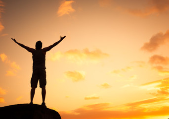 Fototapeta premium Man with open arms feeling happy and free.