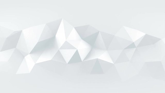 White low poly rumpled triangular surface. Semless loop abstract 3D render animation. 4k UHD (3840x2160)
