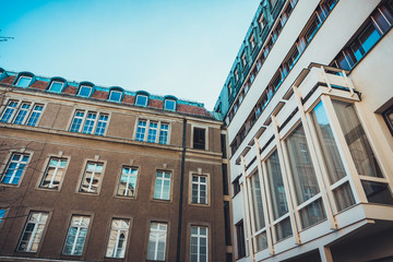 Inner corner of two different buildings