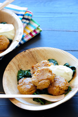 Homemade Fish ball in wooden bowl