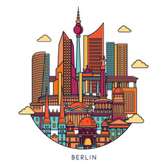 Berlin skyline. Vector line illustration © lisakolbasa