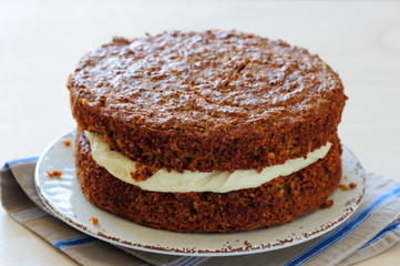 Homemade chocolate cake with cream