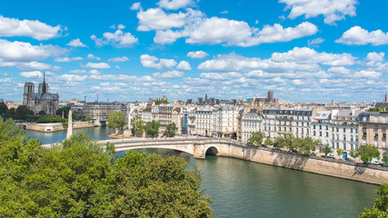 Obraz premium Paris, view of ile Saint-Louis and Notre-Dame, panorama of the roofs 