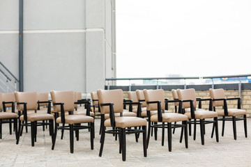 row of empty chairs