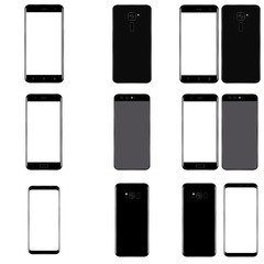 Smart phone. Realistic mobile phone smart phone with blank screen isolated on background. Vector illustration for printing and web element.