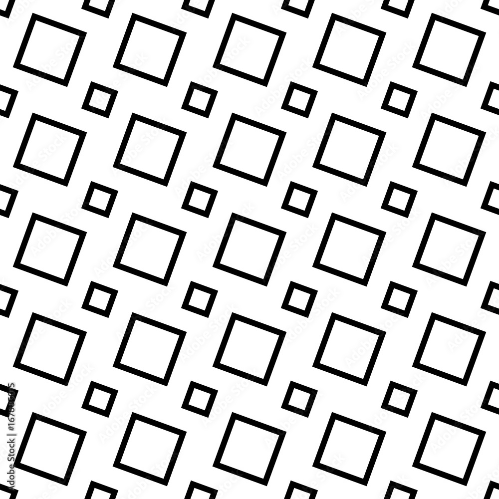 Aufkleber black and white abstract seamless square pattern - vector background graphic from angular squares