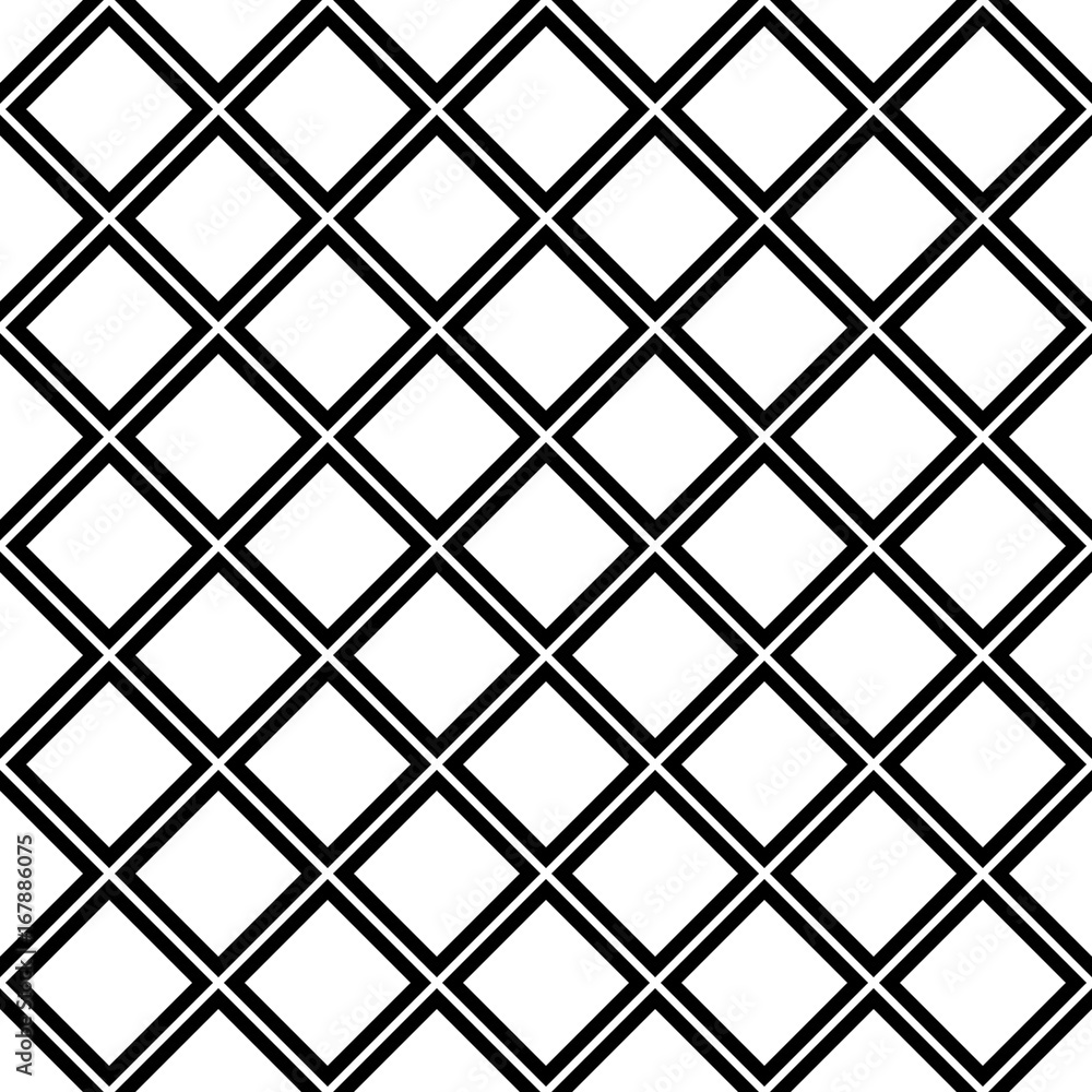 Aufkleber abstract geometrical black and white seamless square pattern background - vector graphic from diagon