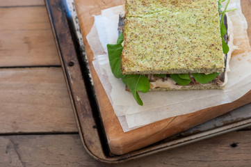 Homemade sandwich with broccoli