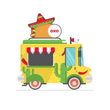 mexican food truck icon vector illustration