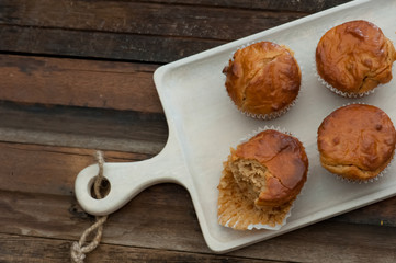 Obraz na płótnie Canvas Homemade muffins with peanut butter