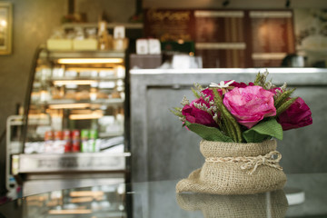 Flowers in coffee shop