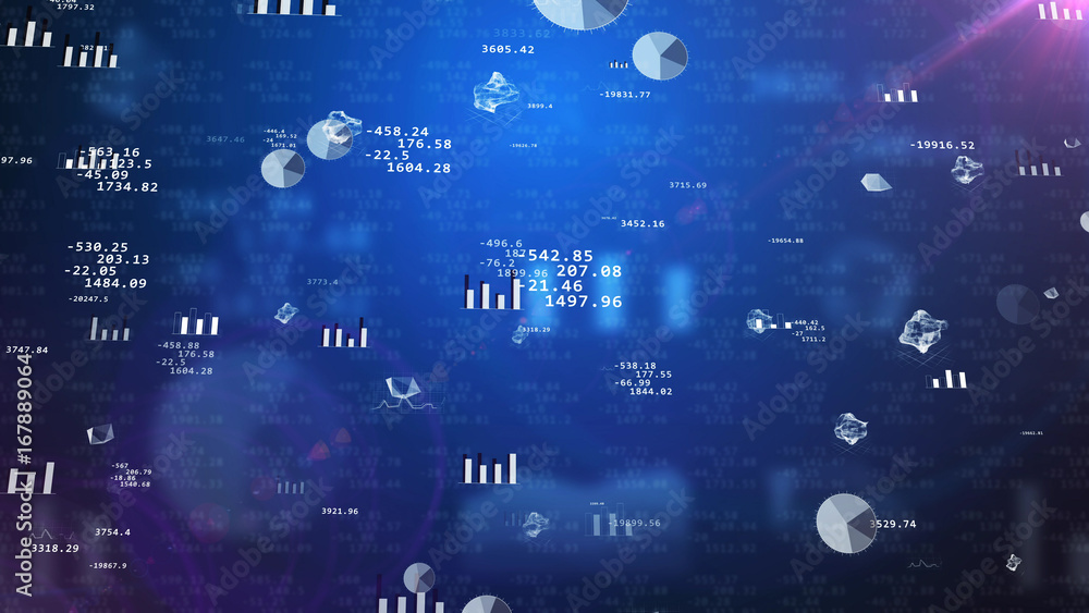 Poster stock exchange values with glittering graphs