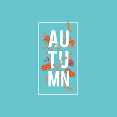 autumn word with flower