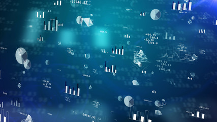 Stock exchange charts with shimmering charts