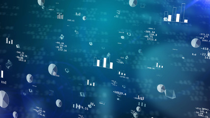 Stock exchange charts with glittering graphs