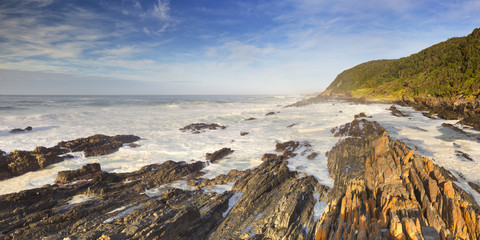 Rocky coastline in Garden Route National Park, South Africa