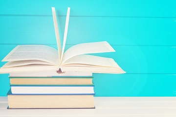 Stack of hardback books