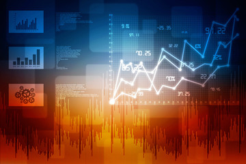 2d rendering Stock market online business concept. business Graph 

