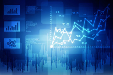 2d rendering Stock market online business concept. business Graph 
