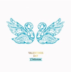 Romantic card with illustration of heart. Vector hand drawn. Love.