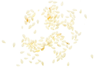 Sesame seeds on white background