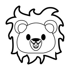 Flat line uncolored lion over white background vector illustration