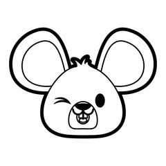 Flat line uncolored mouse over white background vector illustration