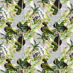 Foto op Canvas Abstract summer tropical palm tree background. © Tanya Syrytsyna