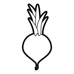 Flat line uncolored raddish over white background vector illustration