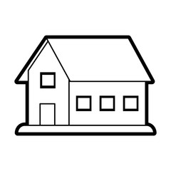 Flat line uncolored house over white background vector illustration
