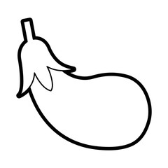 Flat line uncolored eggplant over white background vector illustration
