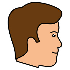 young man head avatar character vector illustration design