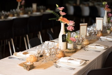 Déco de table de mariage champêtre