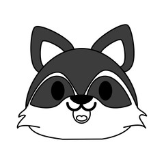 Flat line uncolored raccoon over white background vector illustration