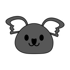 Flat line gray koala over white background vector illustration