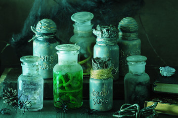 witch apothecary jars magic potions halloween decoration