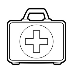 Flat line uncolored medical briefcase over white background vector illustration