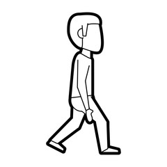 Flat line uncolored standing man over white background vector illustration